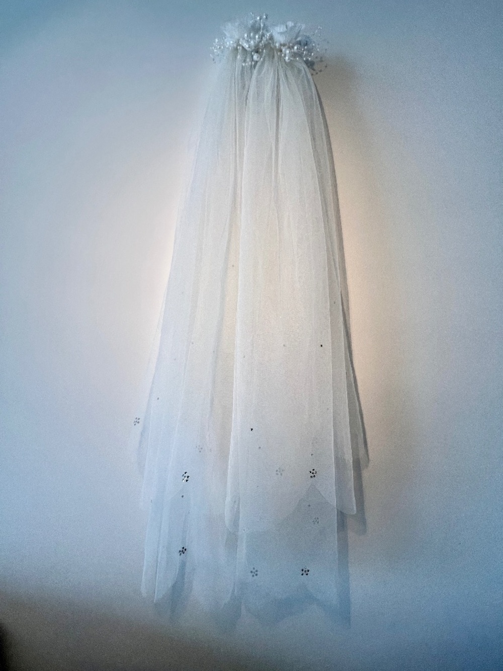 Double Tiered Veil with Flowers